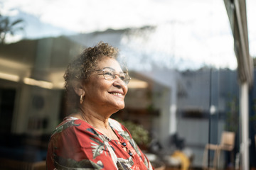 Senior happy at home