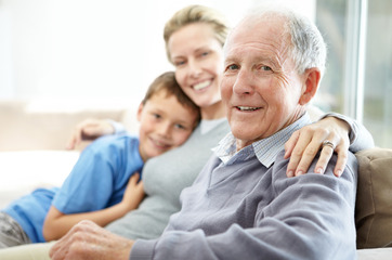 Senior with daughter and grandson